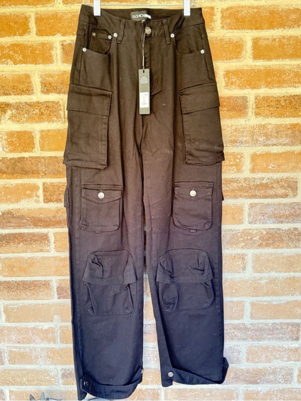 Fashion Nova Black Cargo Pants with Multi-Pocket Utility Style
